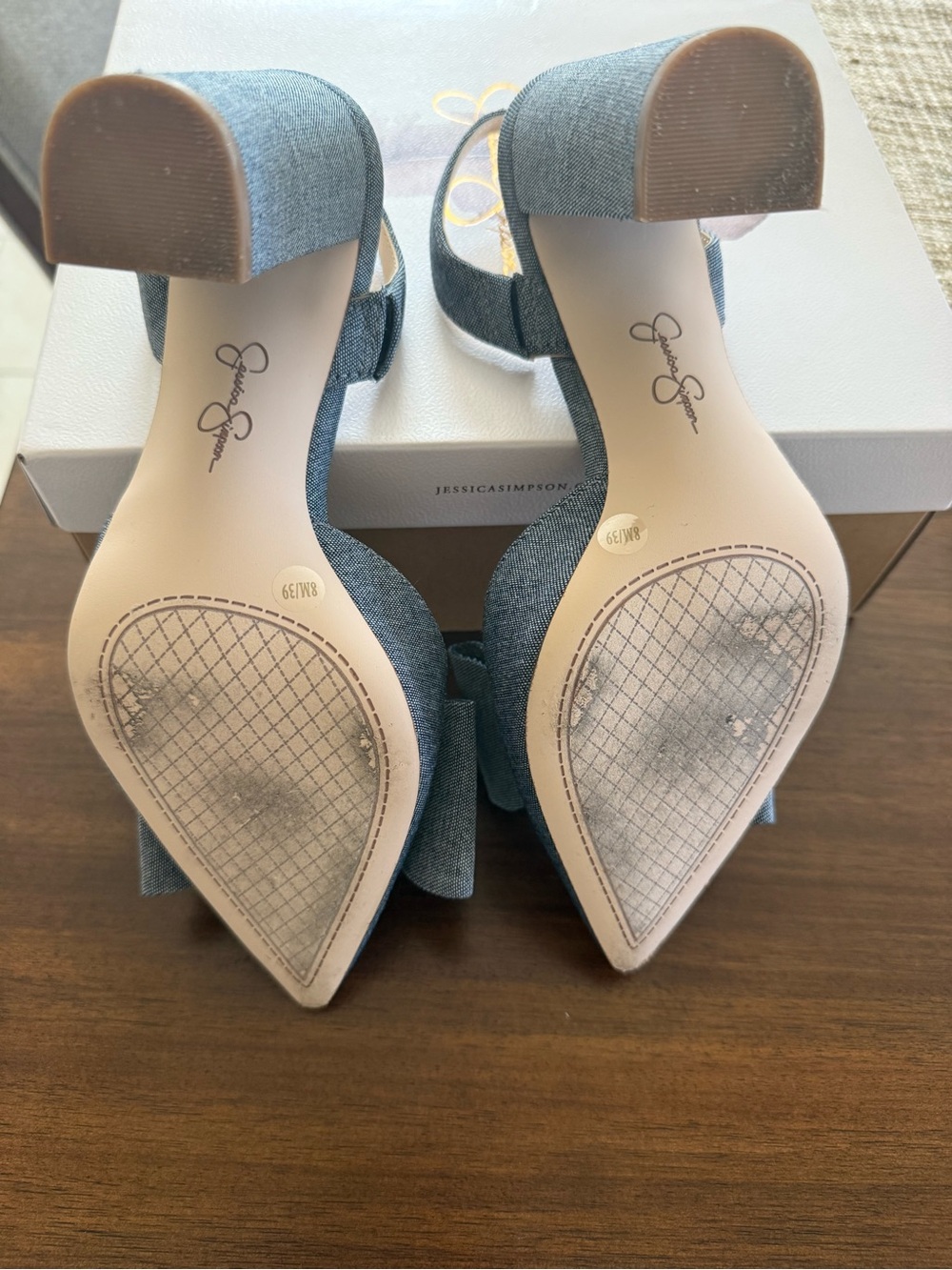 Jessica Simpson Gray Denim Bow Slingback Heels - Picture 5 of 5